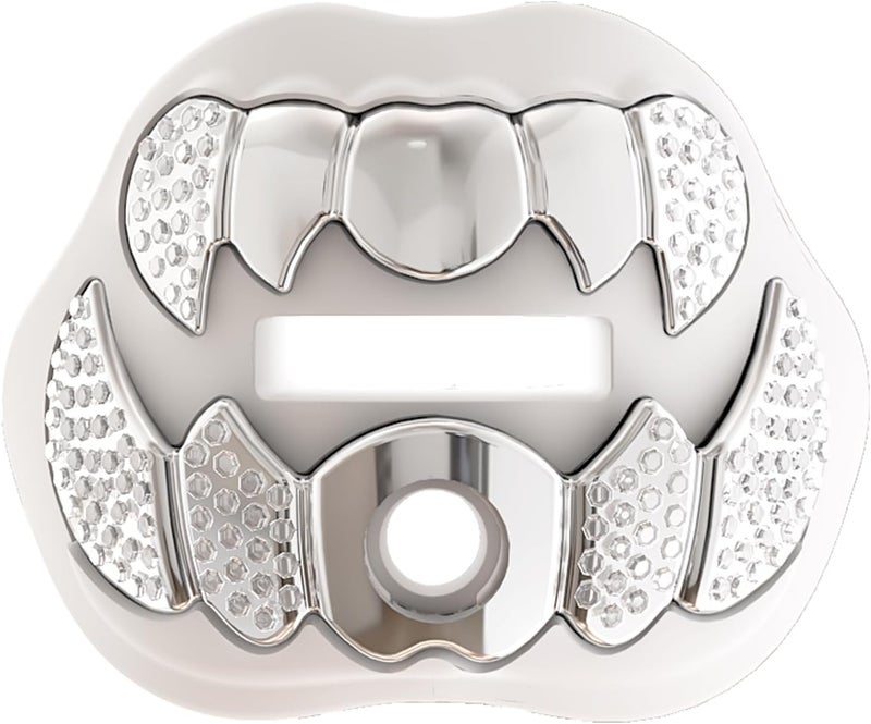 LeCool Football Mouth Guard with Connected Strap- 3D Beast Chrome Adult and Youth Mouth Guard-Mouth Piece for Sports for Maximum Air Flow and Teeth Protection - Image 1